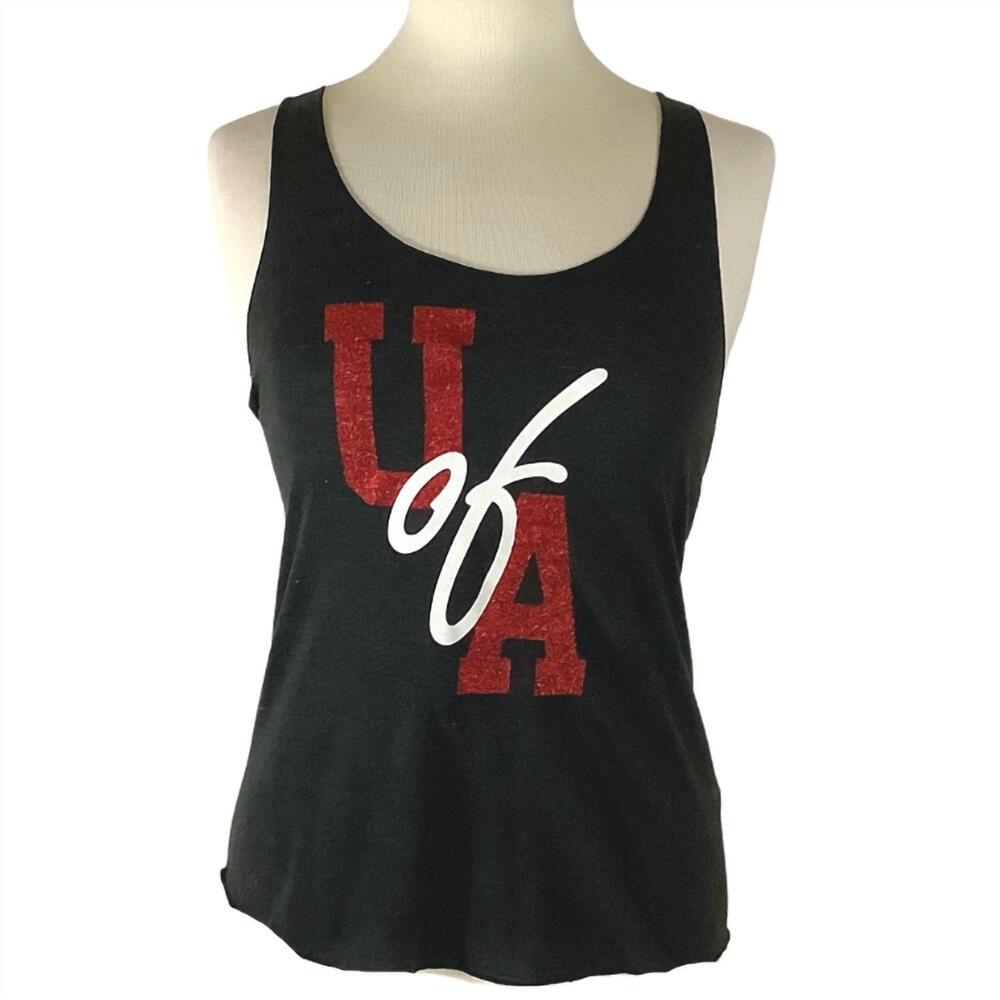 NEW LIVY LU women's university of arkansas glitter tank top in black